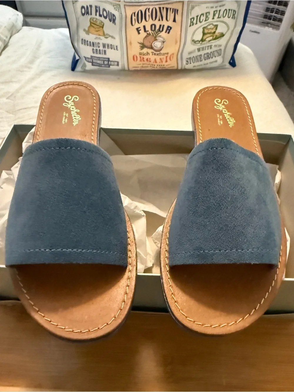 Seychelles Blue Suede Slide Mules NIB Women’s Size 7